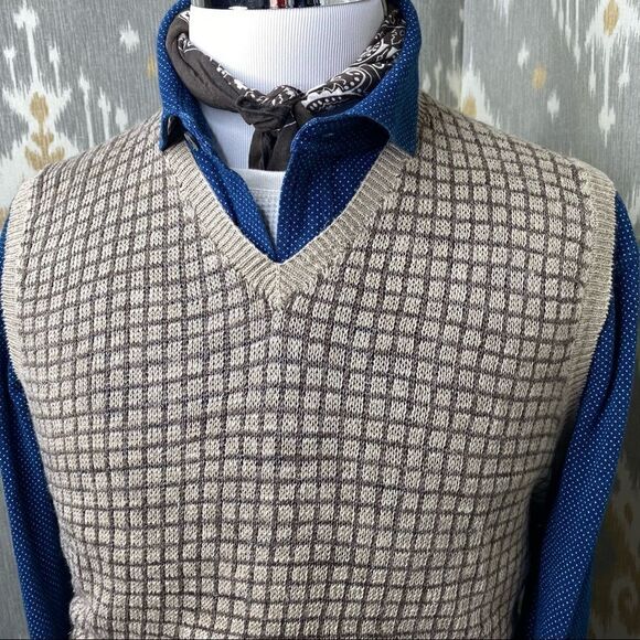 Polo Ralph Lauren Vintage Tan & Brown Check Plaid Linen Vest - Picture 16 of 16